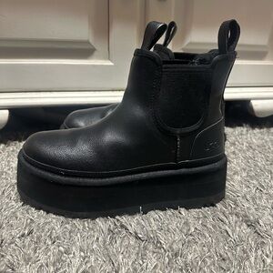 Ugg Black Leather platform Boots
